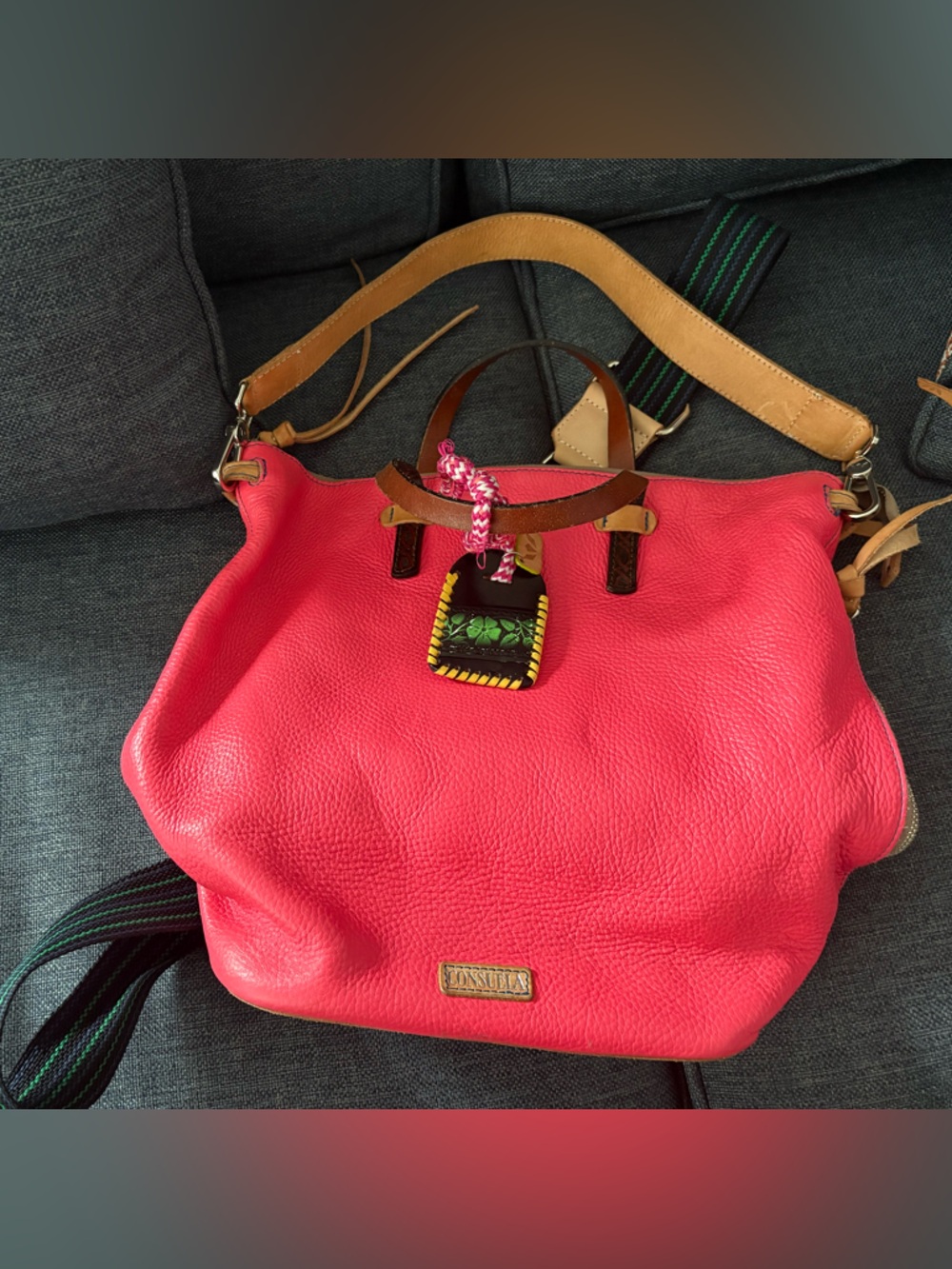 Bright Pink Leather Sling  Shoulder Bag  Consuela